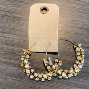 Anthropologie Bejeweled hoops (never worn) gold